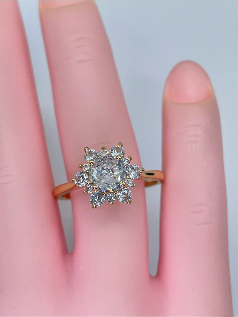 Swarovski Crystal Elements White Swarovski Elements Floral Halo Ring Size 8